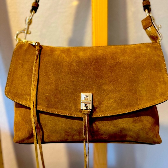 NWOT Rebecca Minkoff Darren Zip Suede Shoulder Bag in Whiskey - Picture 5 of 16